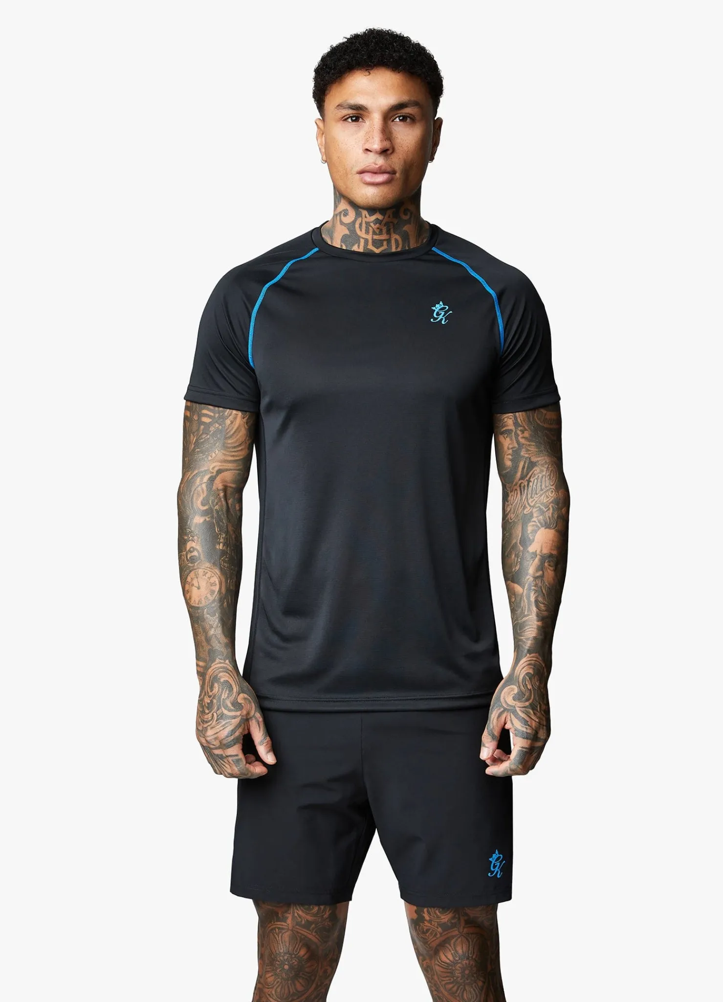 T-Shirts<Gym King Motivate Stripe Tee Black/French Blue