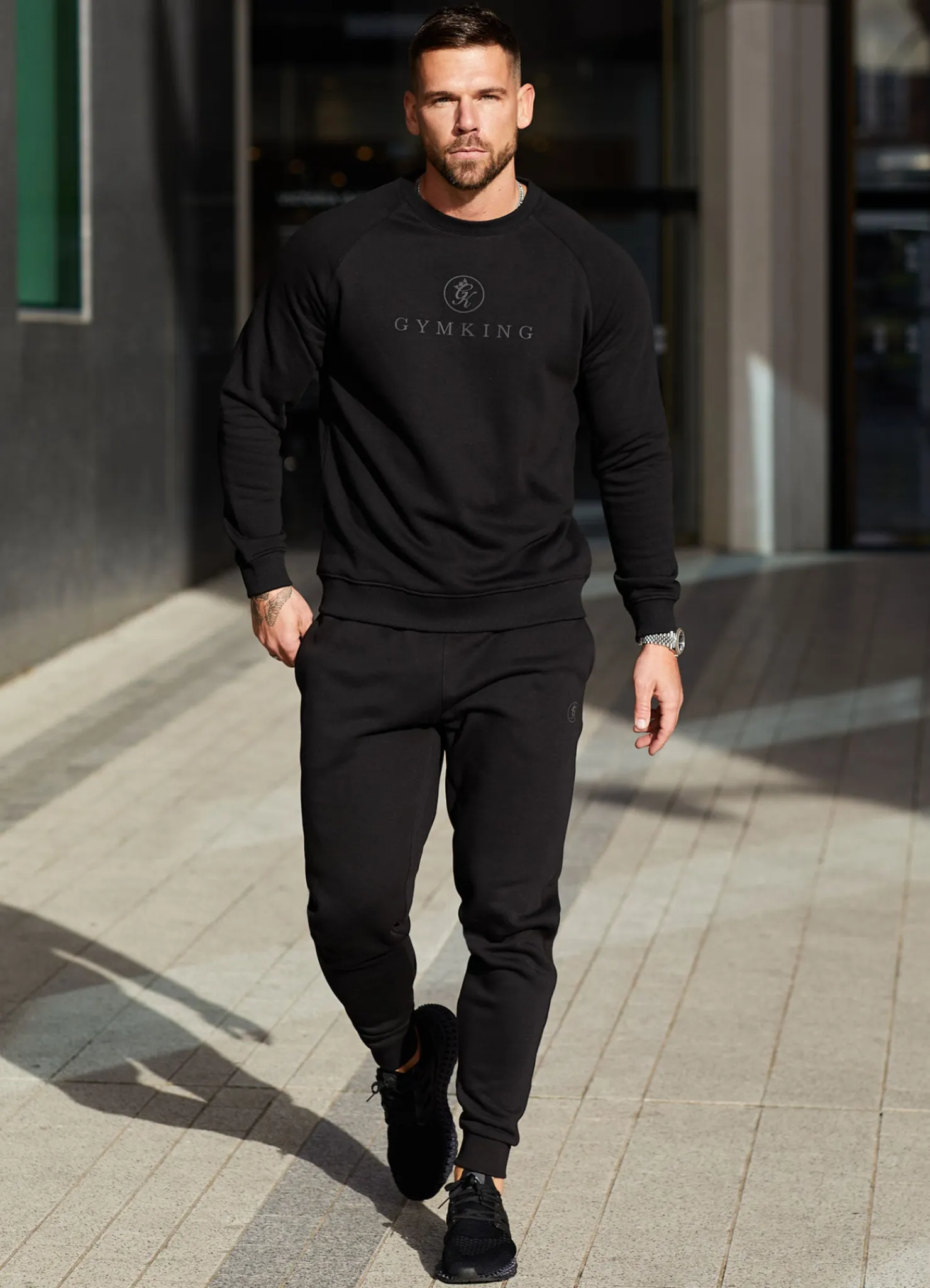 Sweatshirts & Hoodies<Gym King Pro Logo Crew Black/Black Reflective