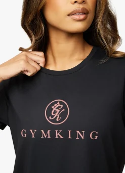 Tops & T-Shirts<Gym King Pro Logo Tee Black/Rose Gold