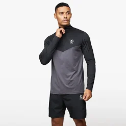 Gymwear<Gym King React 1/4 Zip Black/Fossil Grey