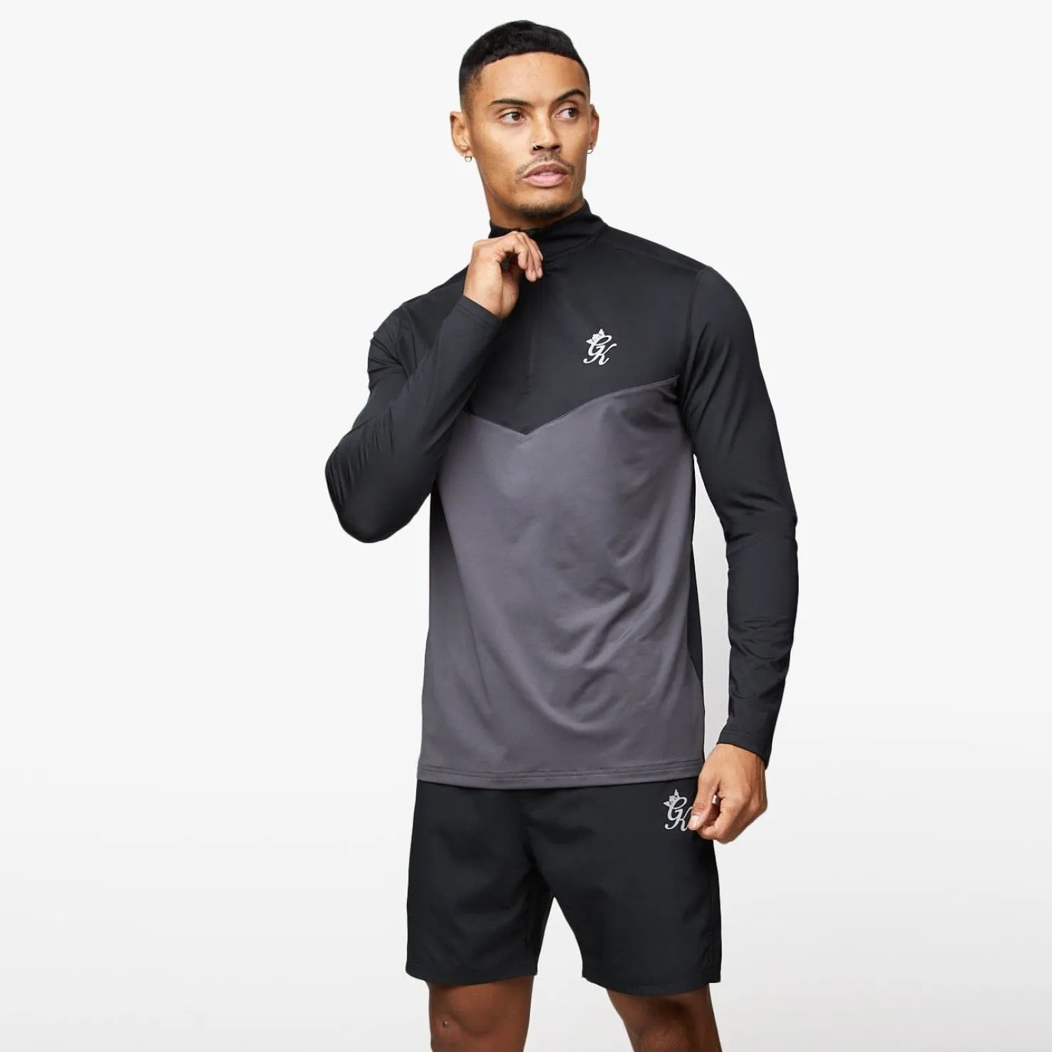 Gymwear<Gym King React 1/4 Zip Black/Fossil Grey