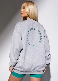 Sweatshirts<Gym King Recharge Oversized Crew Light Grey Marl