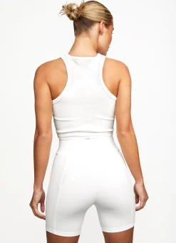 Tops & T-Shirts<Gym King Release Rib Racer Tank Off-White