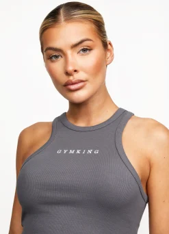 Tops & T-Shirts<Gym King Release Rib Racer Tank Dark Grey