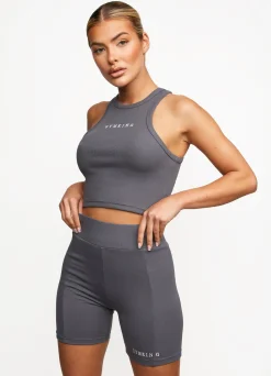 Tops & T-Shirts<Gym King Release Rib Racer Tank Dark Grey