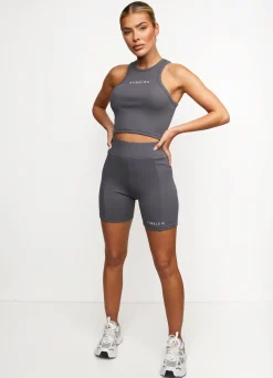 Tops & T-Shirts<Gym King Release Rib Racer Tank Dark Grey