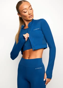 Tops & T-Shirts<Gym King Restore Full Zip Funnel Moonlight Blue