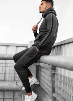 Tracksuit Bottoms<Gym King Results Jacquard Tape Jogger Charcoal Marl