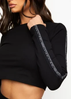 Tops & T-Shirts<Gym King Results Tape Longsleeve Crop Black