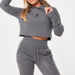 Hoodies<Gym King Results Tape Sky Crop Hood Mid Grey Marl