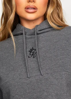 Hoodies<Gym King Results Tape Sky Crop Hood Mid Grey Marl