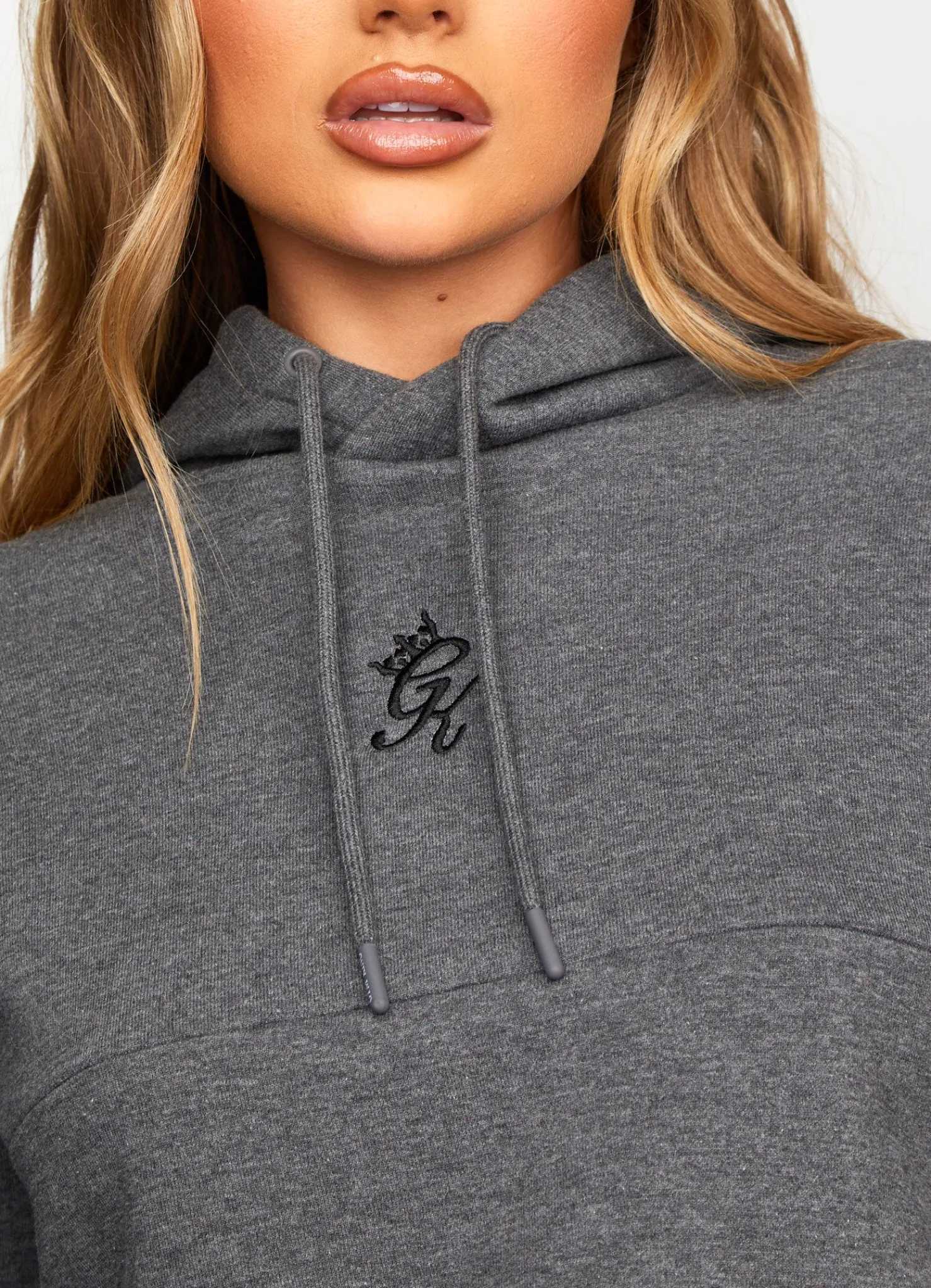 Hoodies<Gym King Results Tape Sky Crop Hood Mid Grey Marl