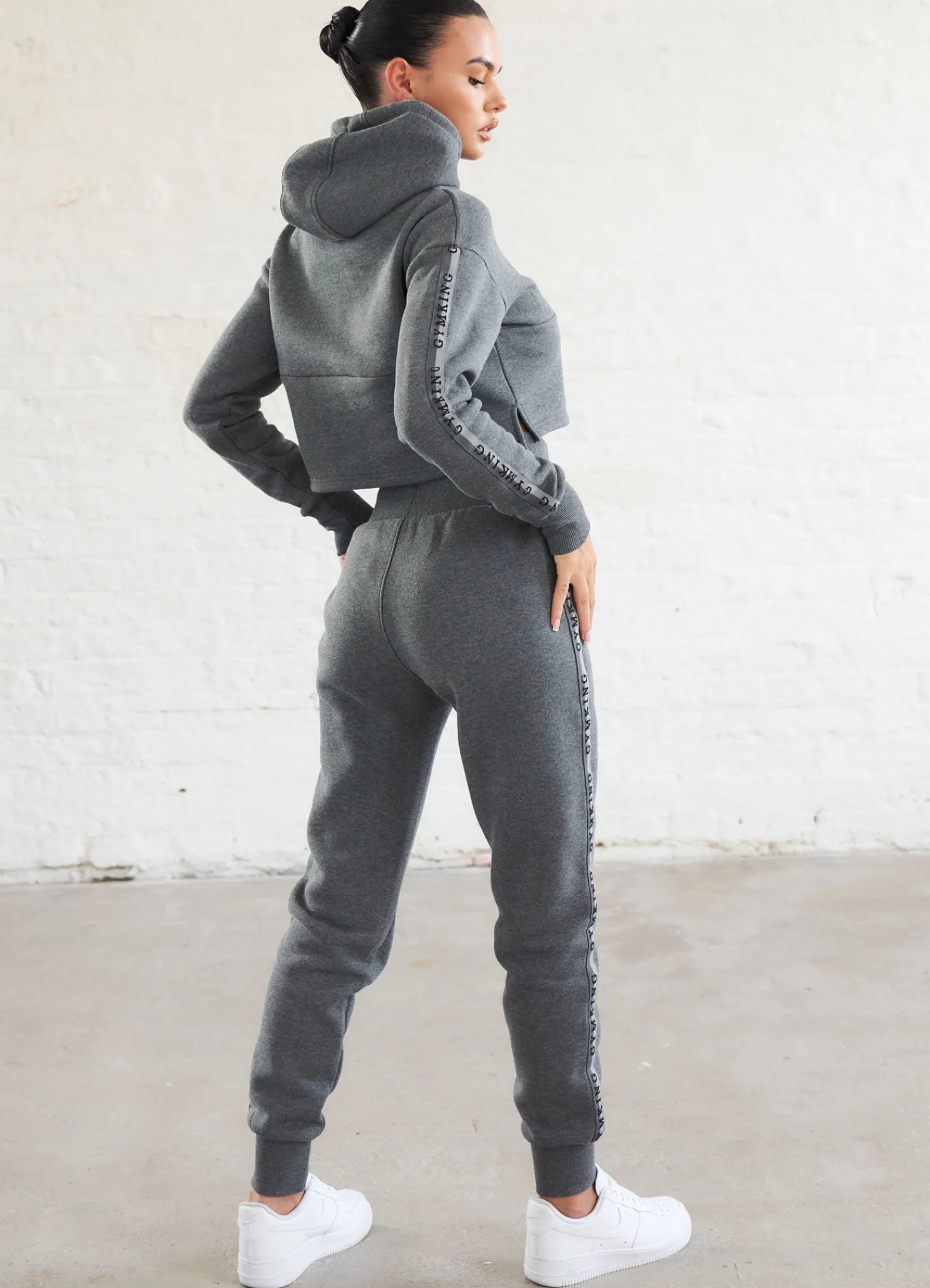 Hoodies<Gym King Results Tape Sky Crop Hood Mid Grey Marl