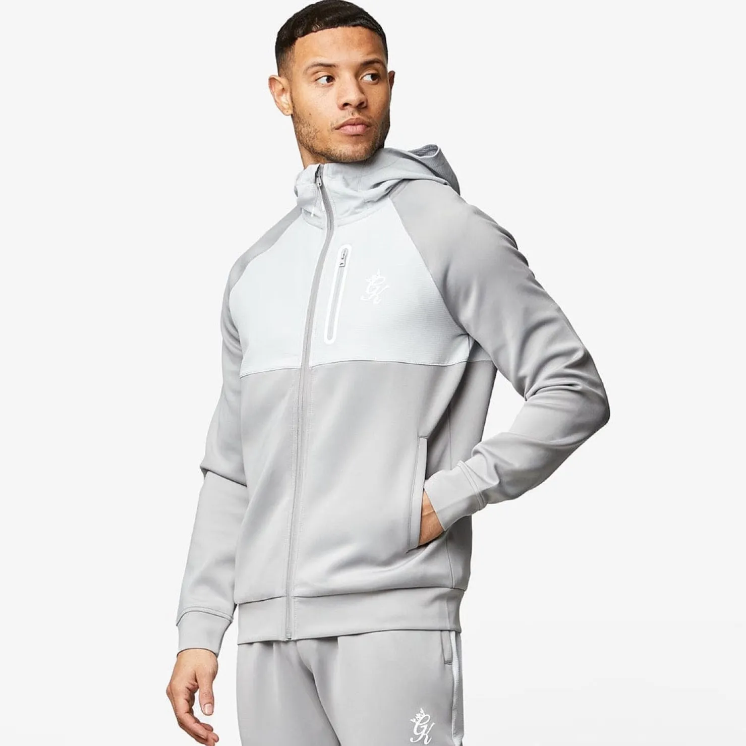 Tracksuit Tops<Gym King Ripstop Panel F/Z Hood Shadow Grey