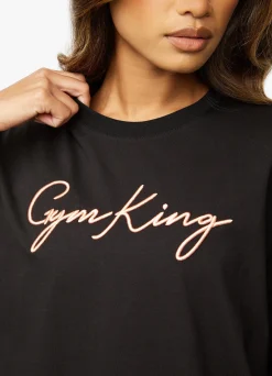 Tops & T-Shirts<Gym King Script Bf Tee Black/Rose Gold