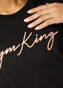 Tops & T-Shirts<Gym King Script Bf Tee Black/Rose Gold