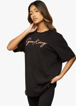 Tops & T-Shirts<Gym King Script Bf Tee Black/Rose Gold