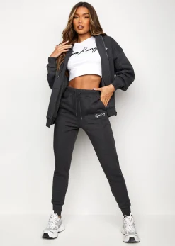 Joggers<Gym King Script Slouch Jogger Charcoal Marl/White