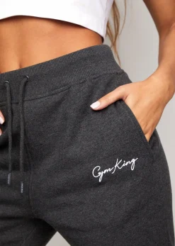 Joggers<Gym King Script Slouch Jogger Charcoal Marl/White