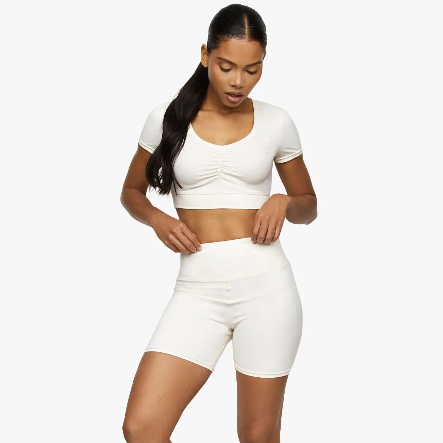 Gymwear<Gym King Scrunch Cap Sleeve Tee Cream