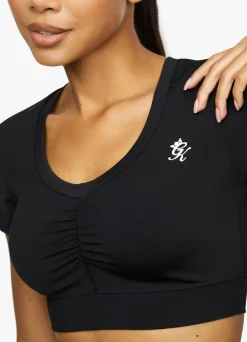 Tops & T-Shirts<Gym King Scrunch Cap Sleeve Tee Black