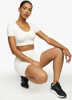 Gymwear<Gym King Scrunch Cap Sleeve Tee Cream