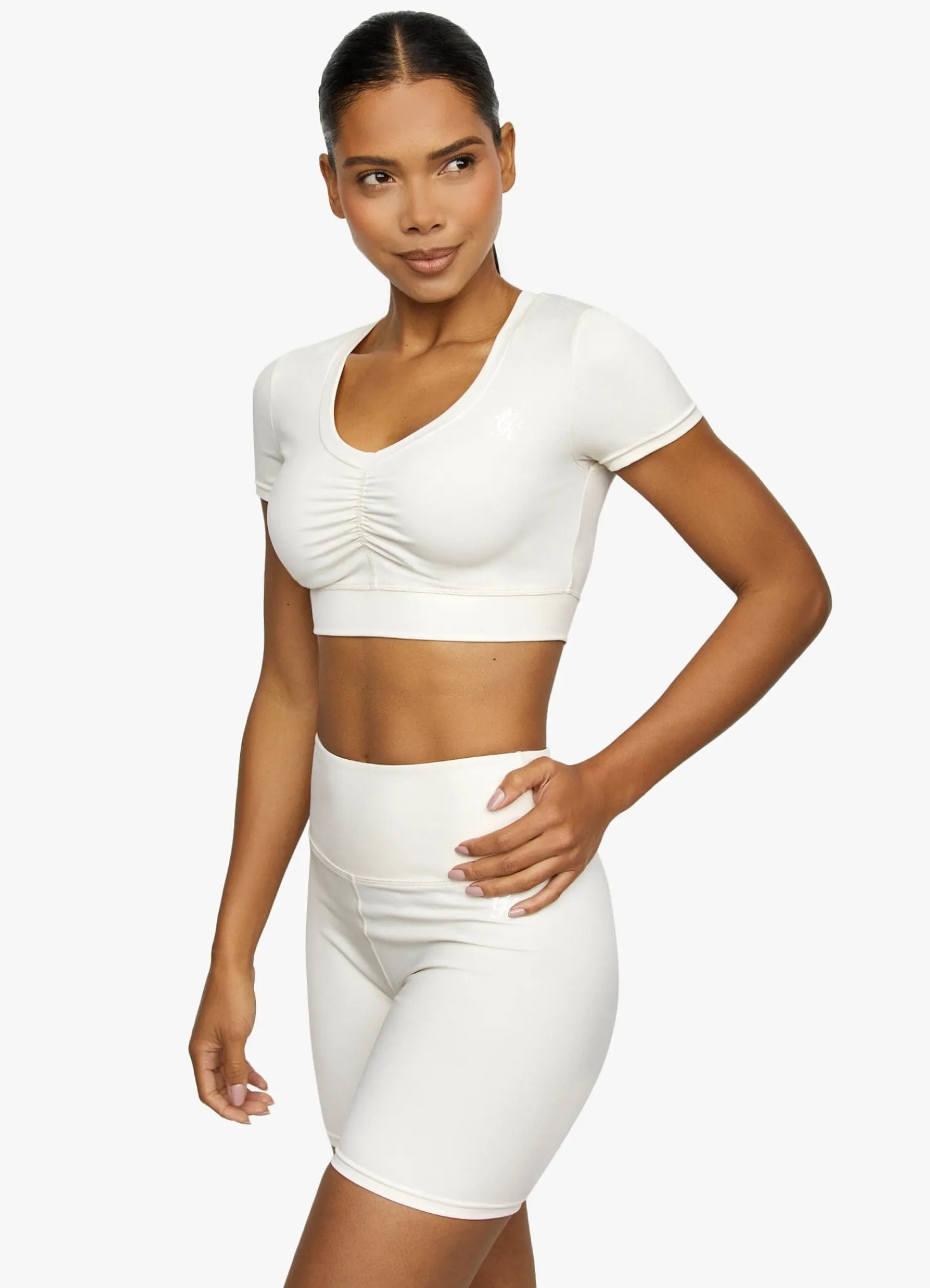 Gymwear<Gym King Scrunch Cap Sleeve Tee Cream