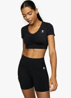 Gymwear<Gym King Scrunch Cap Sleeve Tee Black