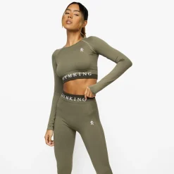 Gymwear<Gym King Seamless Results Long Sleeve Crop Khaki
