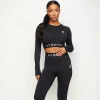 Tops & T-Shirts<Gym King Seamless Results Long Sleeve Crop Tee Black Marl