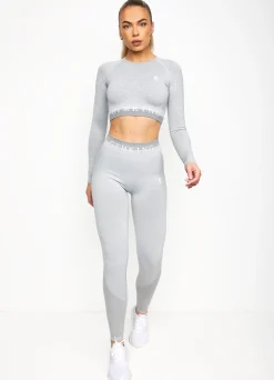 Tops & T-Shirts<Gym King Seamless Results Long Sleeve Crop Tee Ice Melange