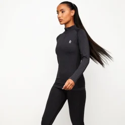 Tops & T-Shirts<Gym King Seamless Results 1/4 Zip Funnel Black