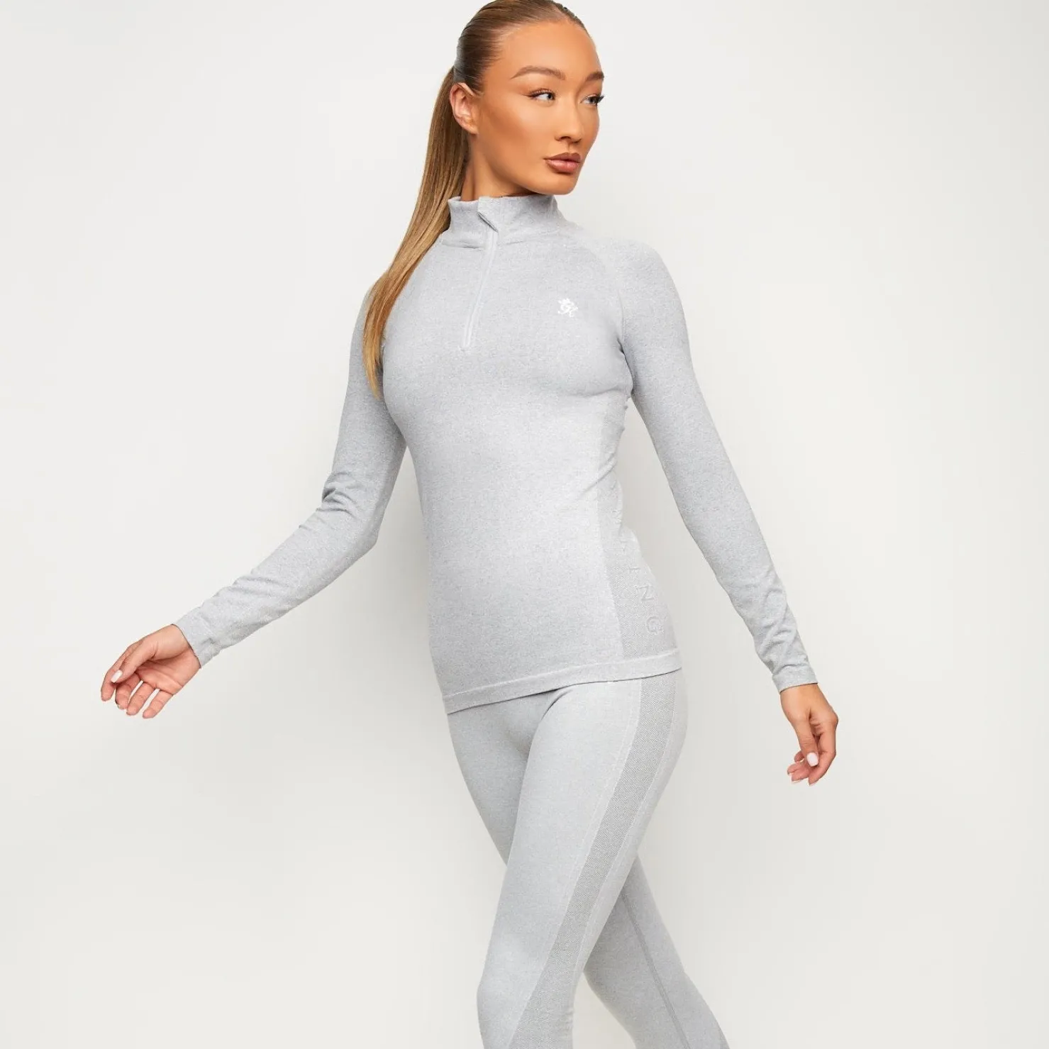 Tops & T-Shirts<Gym King Seamless Results 1/4 Zip Funnel Ice Melange