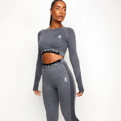 Gymwear<Gym King Seamless Results Long Sleeve Crop Tee Mid Grey Marl