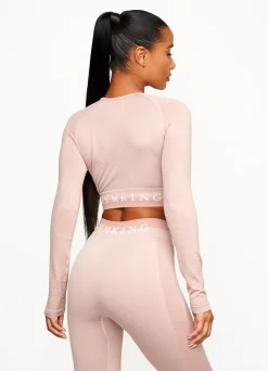 Gymwear<Gym King Seamless Results Long Sleeve Crop Tee Pink Meringue