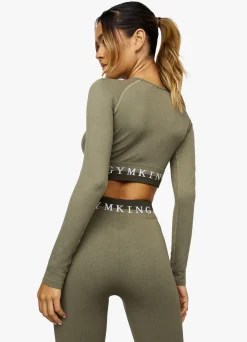 Gymwear<Gym King Seamless Results Long Sleeve Crop Khaki
