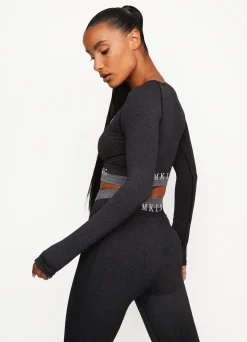 Tops & T-Shirts<Gym King Seamless Results Long Sleeve Crop Tee Black