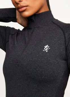 Tops & T-Shirts<Gym King Seamless Results 1/4 Zip Funnel Black