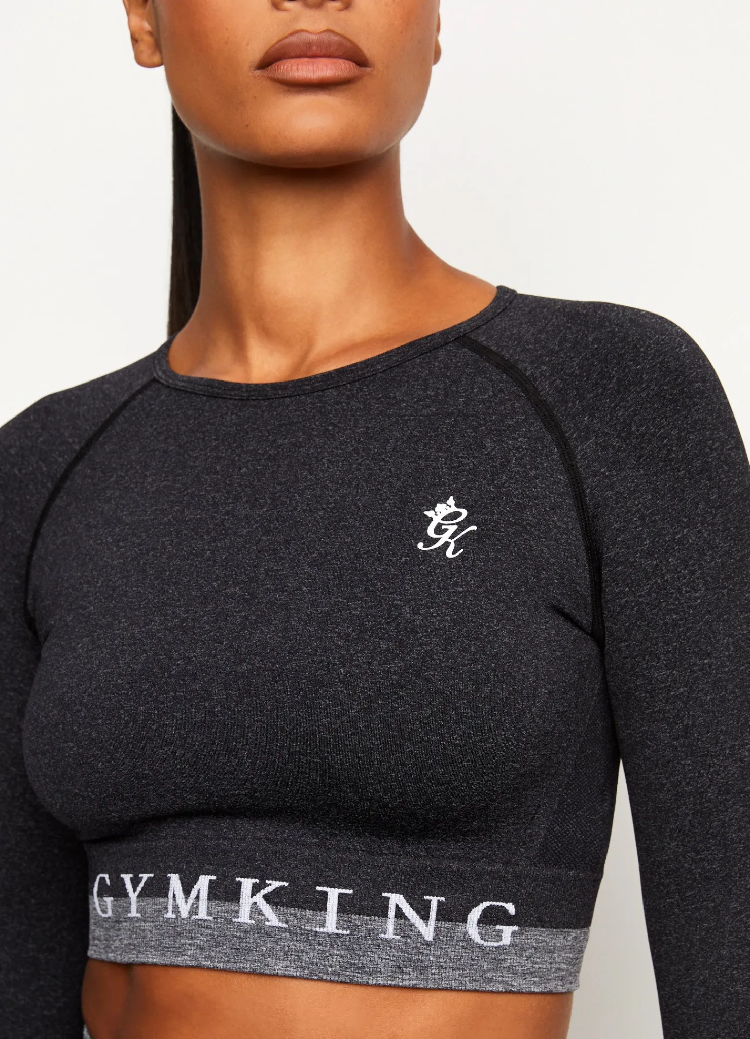 Gymwear<Gym King Seamless Results Long Sleeve Crop Tee Black