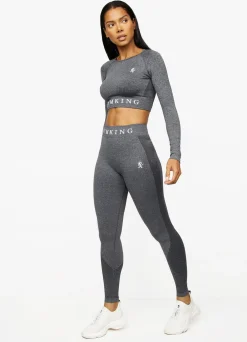 Tops & T-Shirts<Gym King Seamless Results Ls Crop Smoke Grey Marl
