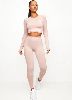 Tops & T-Shirts<Gym King Seamless Results Long Sleeve Crop Tee Pink Meringue