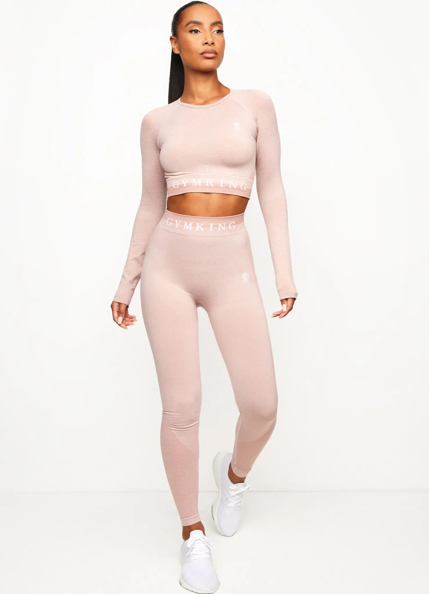 Tops & T-Shirts<Gym King Seamless Results Long Sleeve Crop Tee Pink Meringue