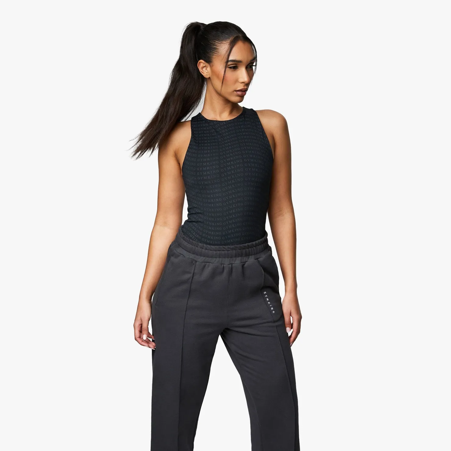 Tops & T-Shirts<Gym King Shadow All Over Print Bodysuit Dark Pewter Print