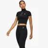 Tops & T-Shirts<Gym King Short Sleeve Taped Crop Funnel Black