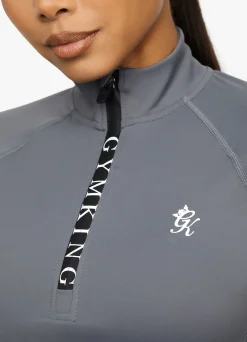 Tops & T-Shirts<Gym King Short Sleeve Taped Crop Funnel Dark Grey