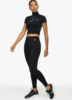Tops & T-Shirts<Gym King Short Sleeve Taped Crop Funnel Black