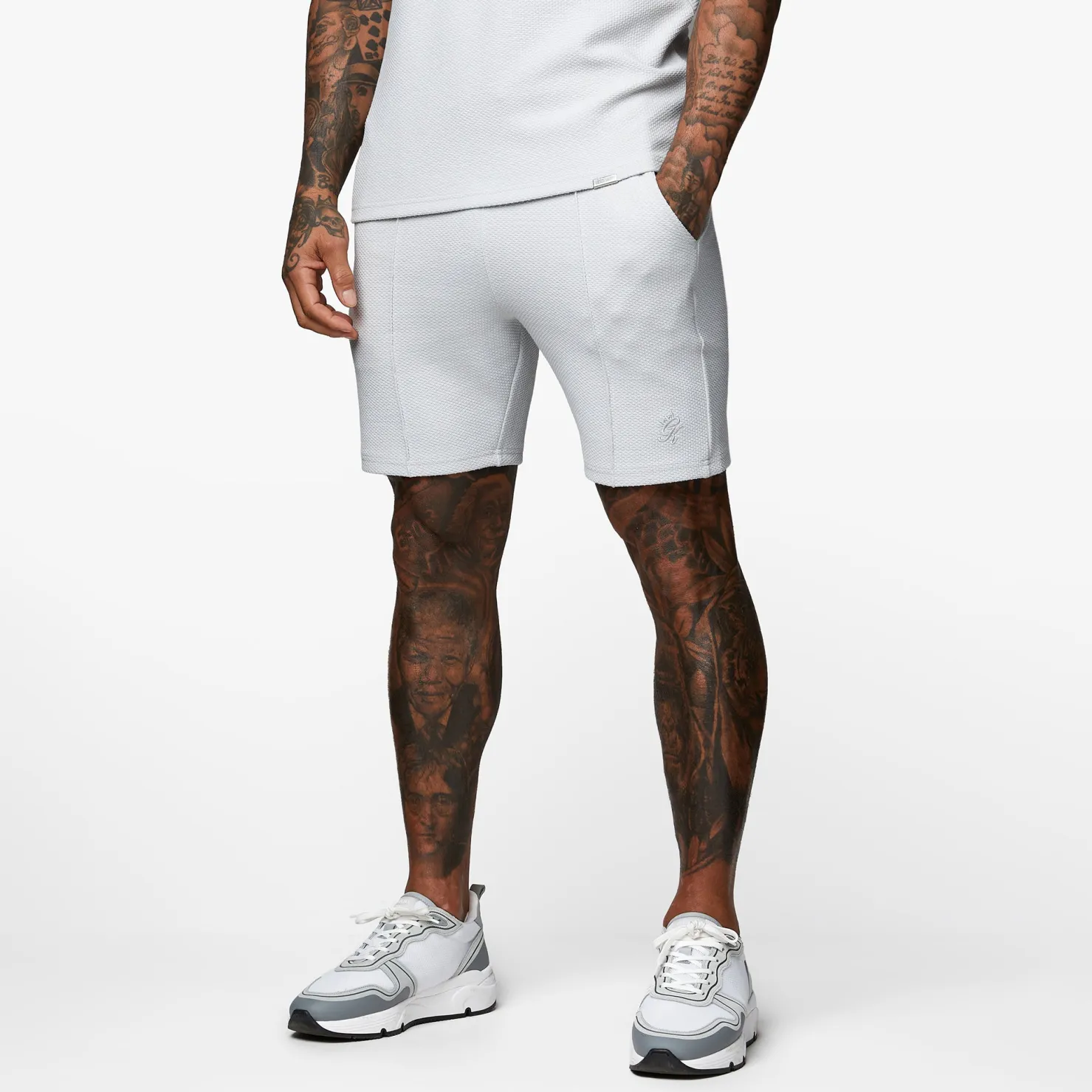 Shorts<Gym King Signature Texture Short Light Grey