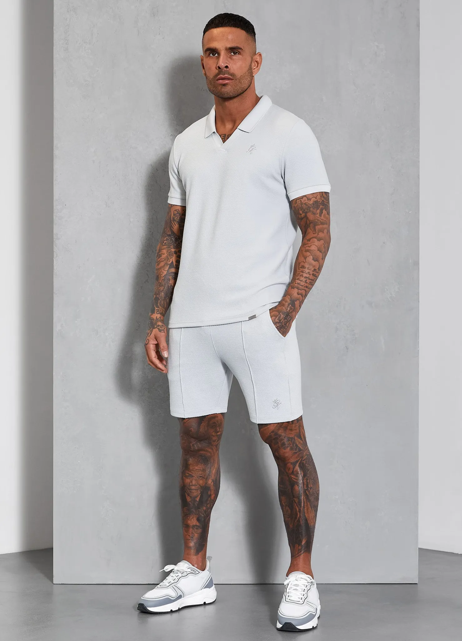 Polo Shirts<Gym King Signature Texture Polo Light Grey