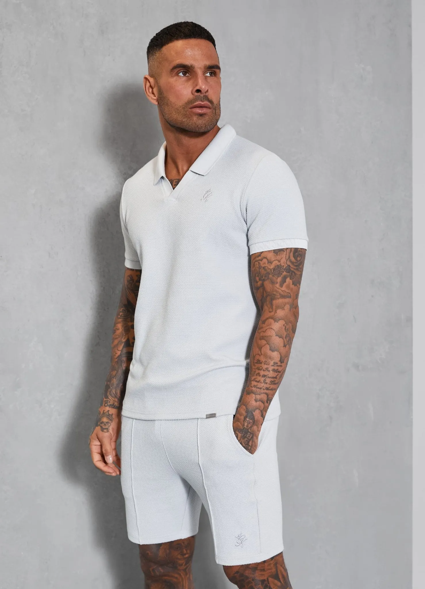 Shorts<Gym King Signature Texture Short Light Grey