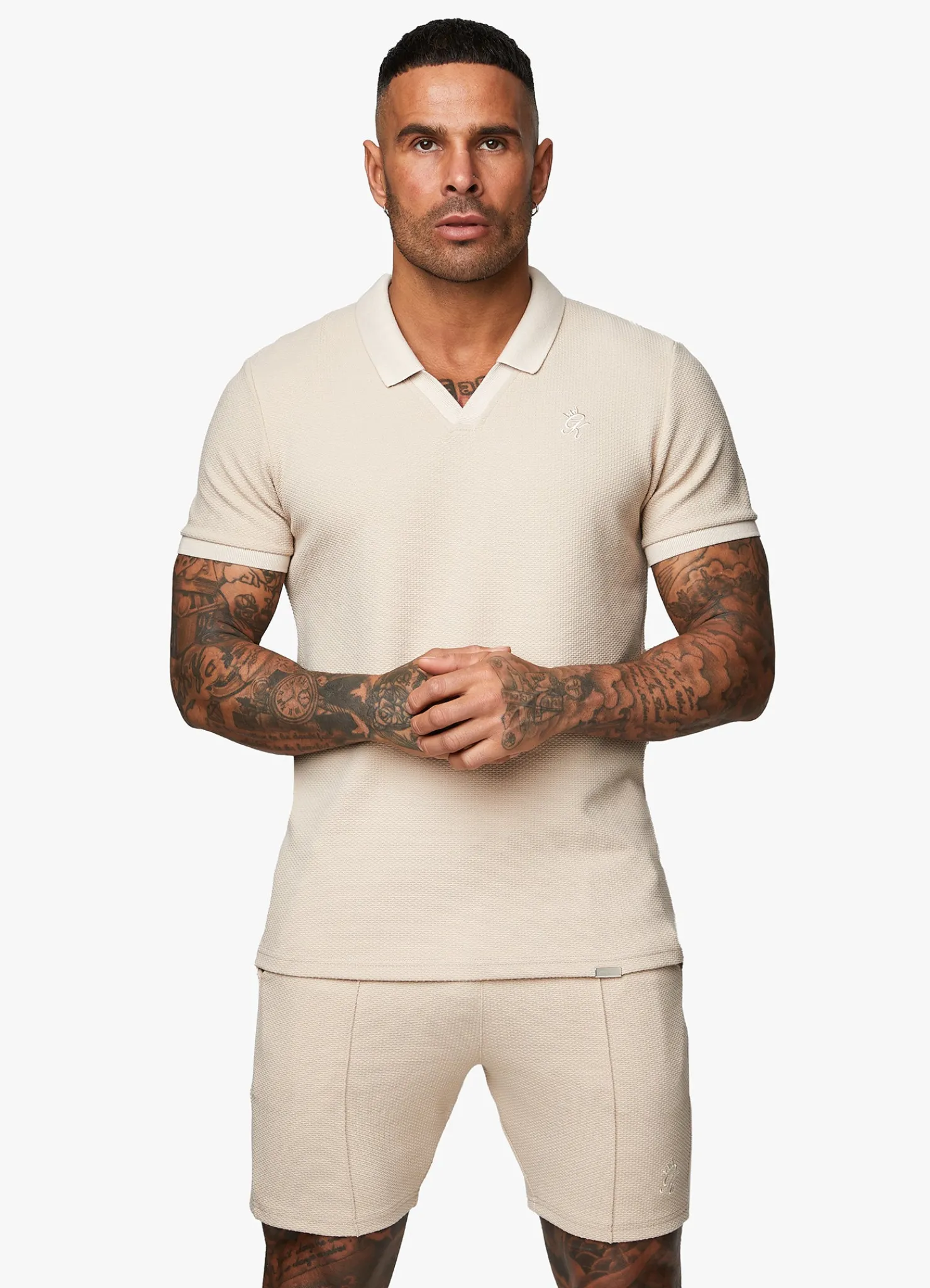 Twin Sets<Gym King Signature Texture Polo Stone